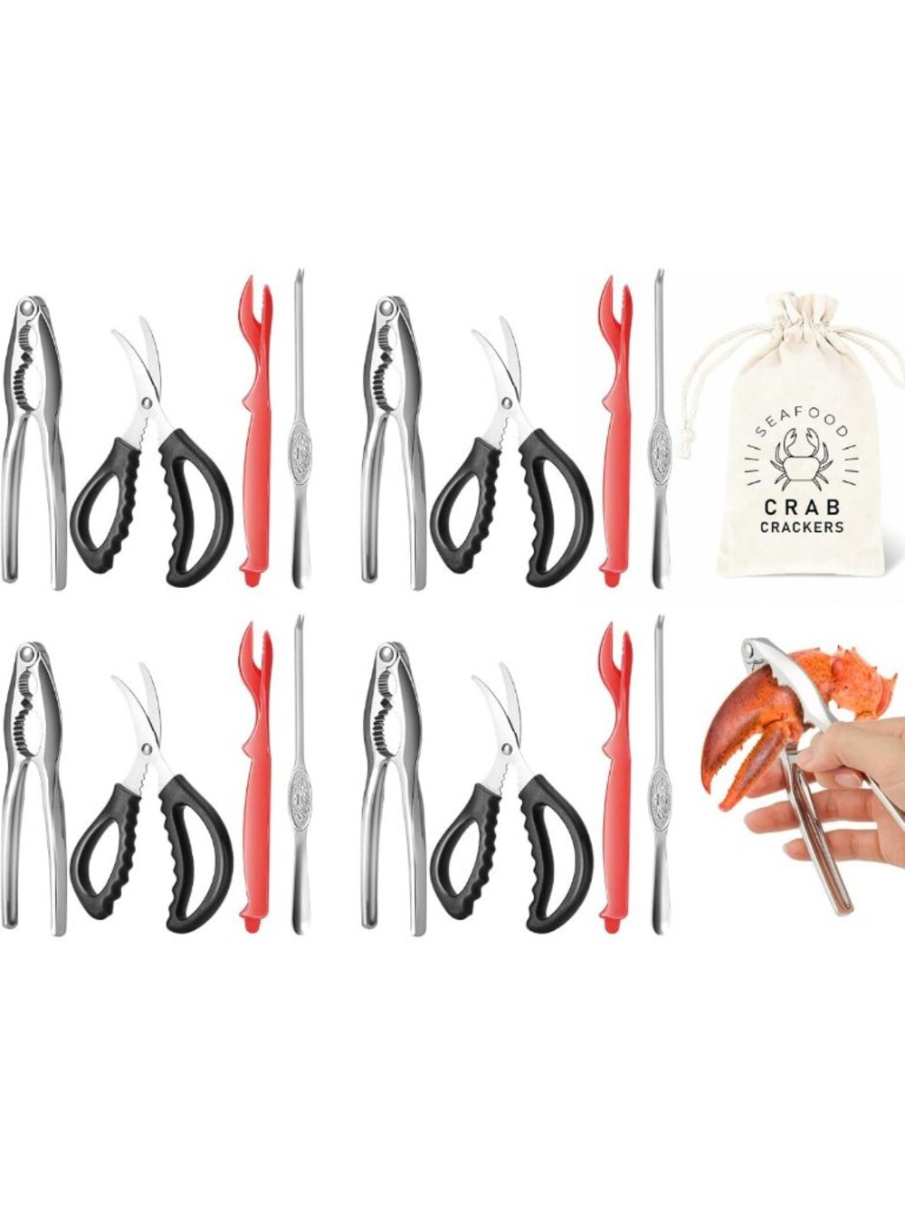 16-Piece Premium Crab Crackers & Seafood Tools Set - Complete Shellfish Kit